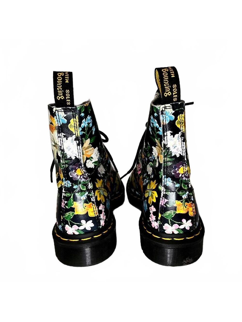Dr. Martens 1460 Pascal Black Multi Floral Botanical Leather Boots Size 8 - Picture 4 of 6